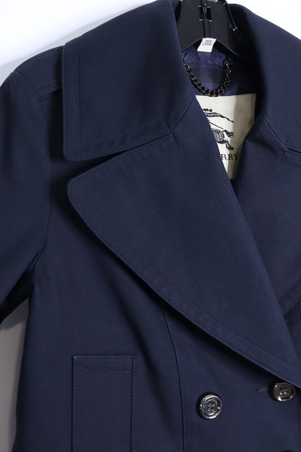 BURBERRY Crop Double Breasted Swing Jacket Dark Navy Long Sleeve Women's 40/US 6