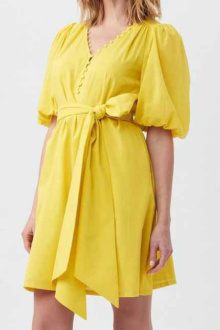 TRINA TURK NWT Malina Mini Dress Sunshine State Yellow Half Sleeve Women's M