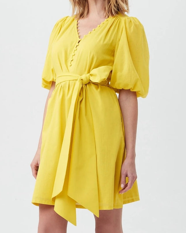 TRINA TURK Malina Mini Dress NWT Sunshine State Yellow Half Sleeve Women's M