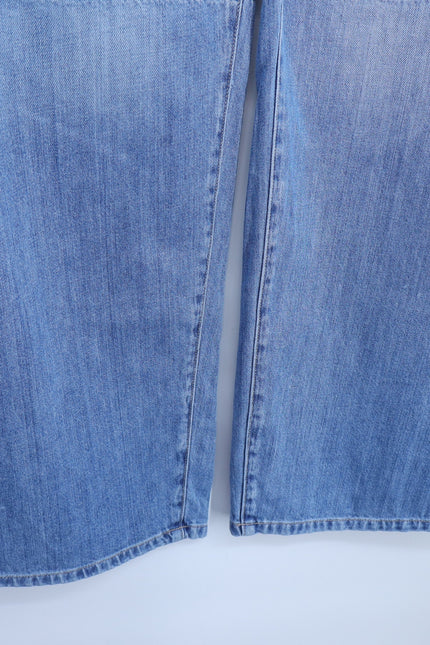 LE JEAN Wide Leg Jeans Blue Light Wash Tie Belt High Rise Women's 29