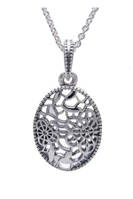 PANDORA Floral Daisy Lace Pendant Chain Necklace