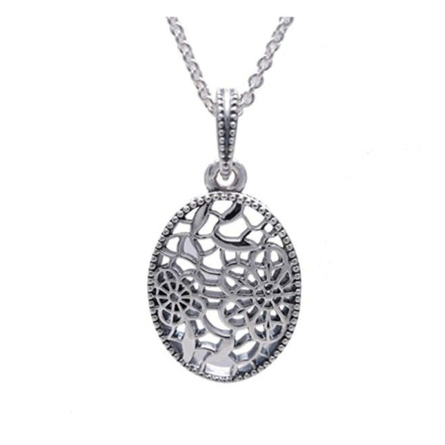 PANDORA Floral Daisy Lace Pendant Chain Necklace