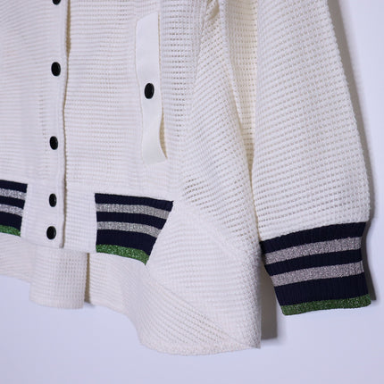 VERONICA BEARD Smith Rib Trim Jacket Off White Black Bomber Casual Women's 2