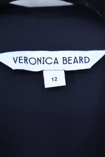 VERONICA BEARD Wright Crepe Midi Shirt Dress Navy Button Down Women's 12
