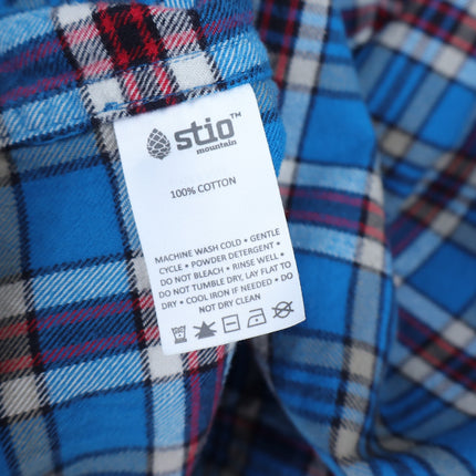 STIO Slipstone Midweight Flannel Shirt Blue Plaid Cotton Long Sleeve Men's XL