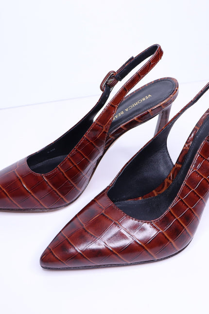 VERONICA BEARD Callie Croc Embossed Slingback Pump Sepia Red Women's 5.5