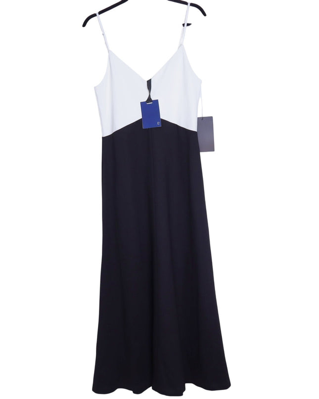 POMANDER PLACE NWT Lorelai Maxi Dress Black White Colorblock Women's M