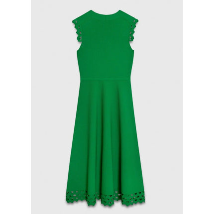 THE FOLD Vienna Sculpt Knit Midi Dress Emerald Green NWT Laser Cut Women's 10