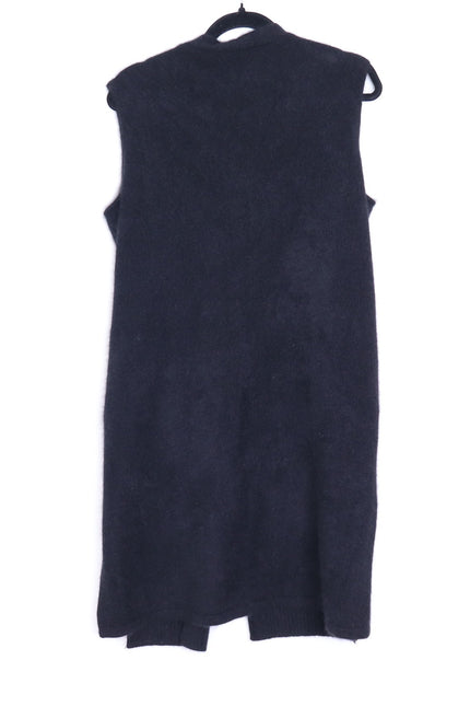 C.T.PLAGE Long Knit Racoon Wool Cardigan Black Knee Length Women's 40/US 8