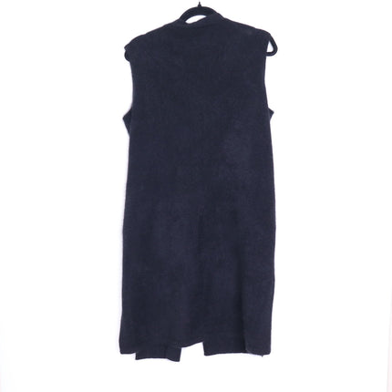 C.T.PLAGE Long Knit Racoon Wool Cardigan Black Knee Length Women's 40/US 8