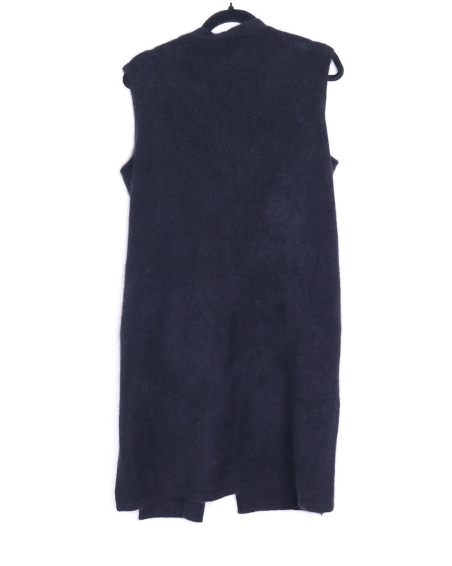 C.T.PLAGE Long Knit Racoon Wool Cardigan Black Knee Length Women's 40/US 8