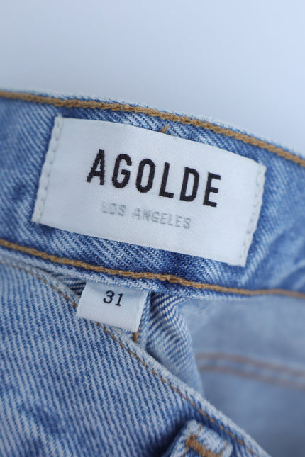 AGOLDE Riley Straight Cropped Jean Renewal Blue Light Wash High Rise Women's 31