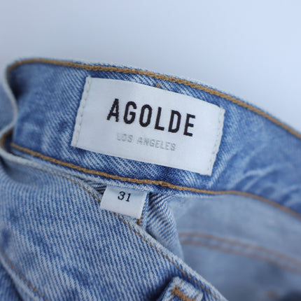 AGOLDE Riley Straight Cropped Jean Renewal Blue Light Wash High Rise Women's 31