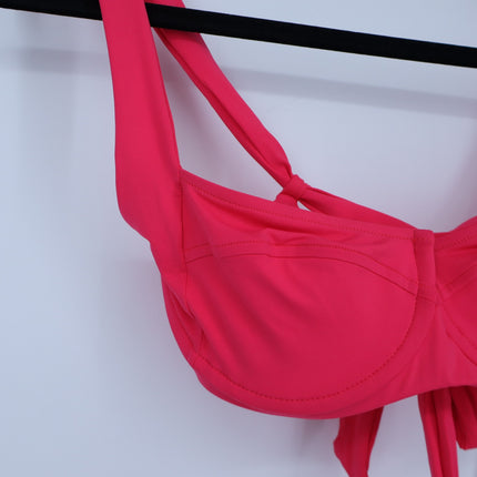 L*Space Camellia Bikini Top Pink Bougainvillea NWT Tie Back Strap Women's S