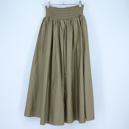 Nordstrom Smocked Cotton Midi Skirt Olive Green A-Line Pull On Women's XS