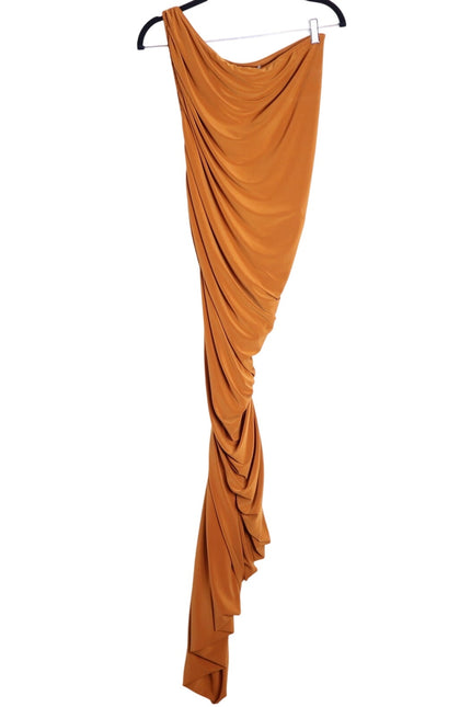 NORMA KAMALI Diana Ruched Gown Cinnamon Orange Midi Dress Women's L/40
