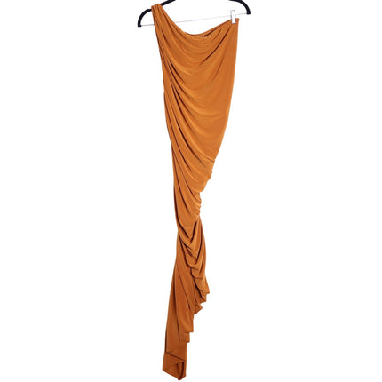 NORMA KAMALI Diana Ruched Gown Cinnamon Orange Midi Dress Women's L/40