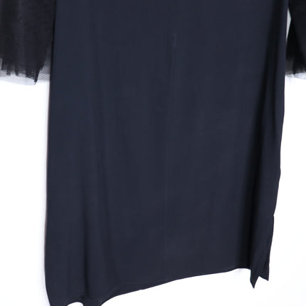 AKRIS PUNTO Embroidered Tulle Sleeve Shift Dress Black Knee Length Women's 12