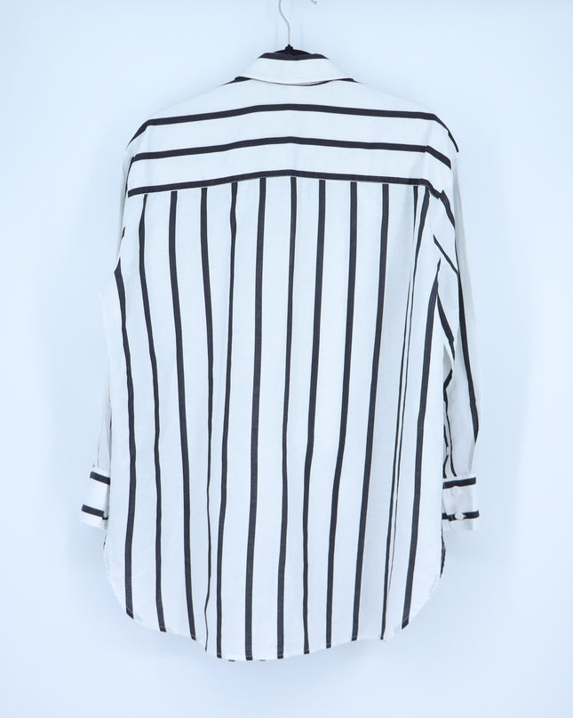 Sea Level Swim Corfu Stripe Shirt White Black Oversized Resortwear Women's XS
