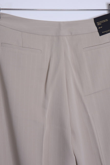 DONNA KARAN NWT Pinstripe Wide Leg Dress Pants Cobblestone Cream Women's 10P