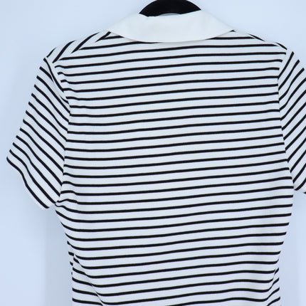 VERONICA BEARD Lanier Striped Polo Mini Dress Black and White NWT Women's M