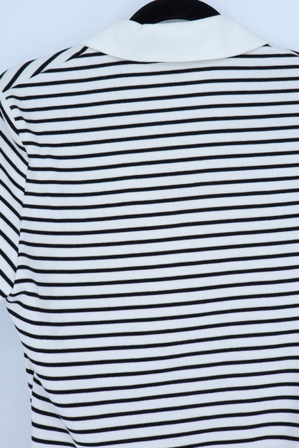 VERONICA BEARD Lanier Striped Polo Mini Dress Black and White NWT Women's M