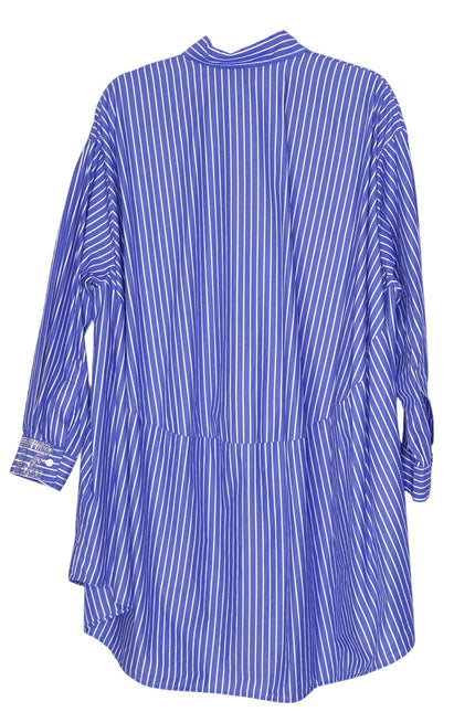 AZ FACTORY x Lutz Huelle Striped Shirtdress White Blue Oversized Women's 38/US 6