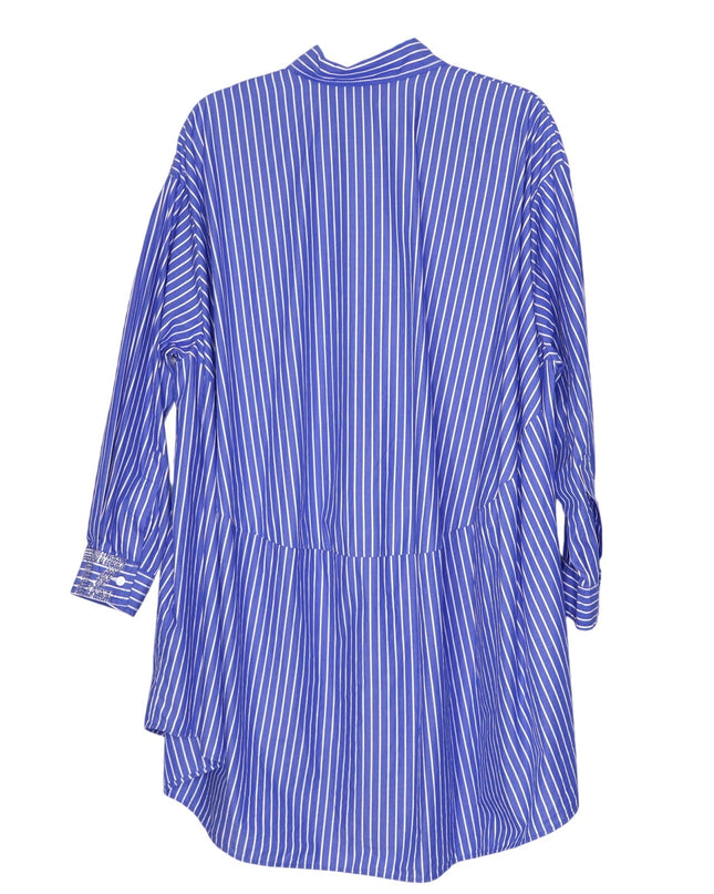 AZ FACTORY x Lutz Huelle Striped Shirtdress White Blue Oversized Women's 38/US 6