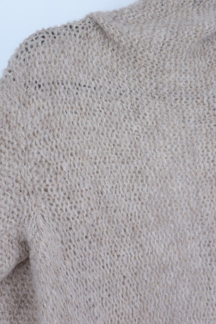 SEFTE + THE HUNTRESS Fringe Open Cardigan Oatmeal Long Sleeve Women's OS