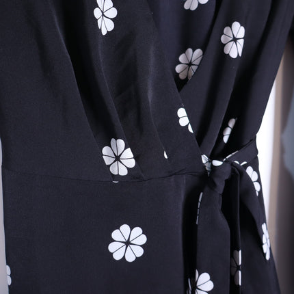 KATE SPADE Black Spade Clover Toss Belted Wrap Dress Long Sleeve Women's 10