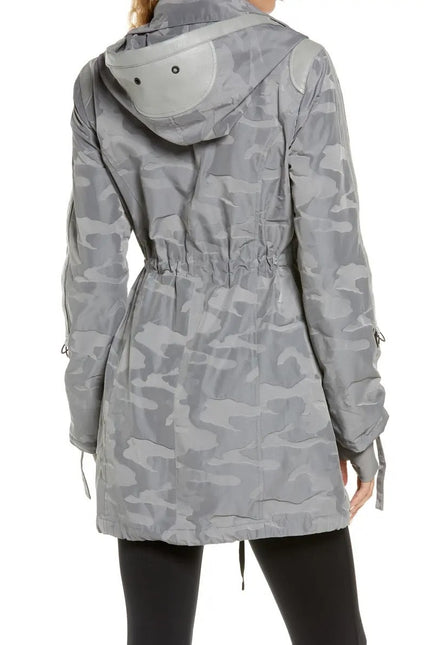BLANC NOIR Hooded Water Resistance Anorak Jacket Gray Camo Women's M