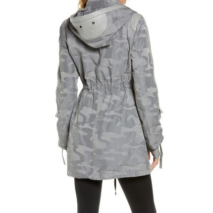 BLANC NOIR Hooded Water Resistance Anorak Jacket Gray Camo Women's M