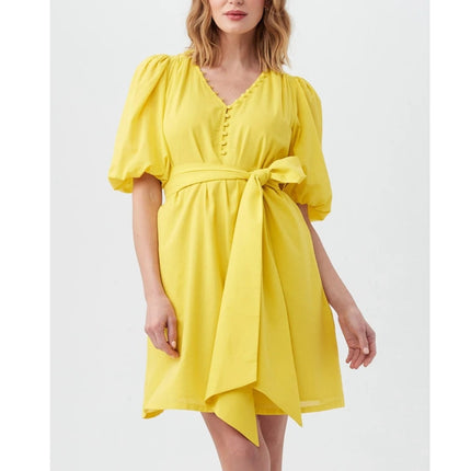 TRINA TURK Malina Mini Dress NWT Sunshine State Yellow Half Sleeve Women's M