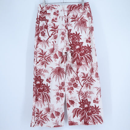 Cara Cara Sonia Pant Jacobean Red Printed Corduroy Crop Wide Leg Women's 4