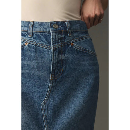 REFORMATION JEANS Jagger Denim Midi Skirt Hemlock Classic Blue Women's 30