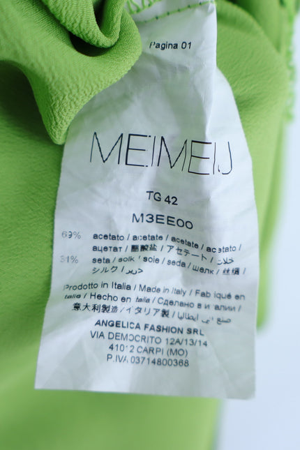 MEIMEIJ Lime Green Midi Dress Chiffon Button Front Midi Women's 42/US 6