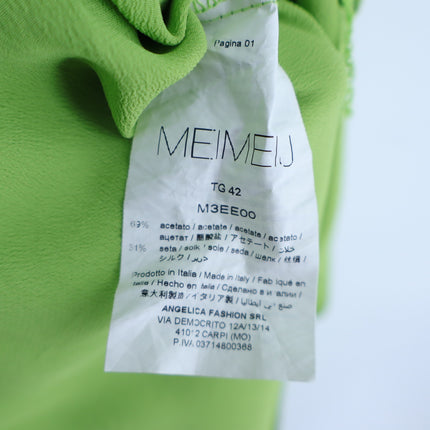 MEIMEIJ Lime Green Midi Dress Chiffon Button Front Midi Women's 42/US 6