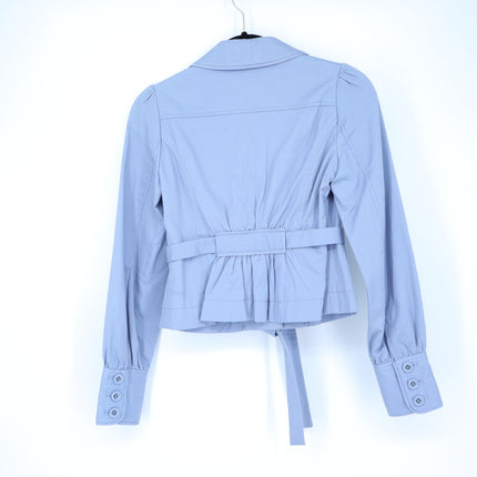 Taikonhu Belted Cotton Jacket Dusty Blue Y2K Waist Length Long Sleeve Women's 2