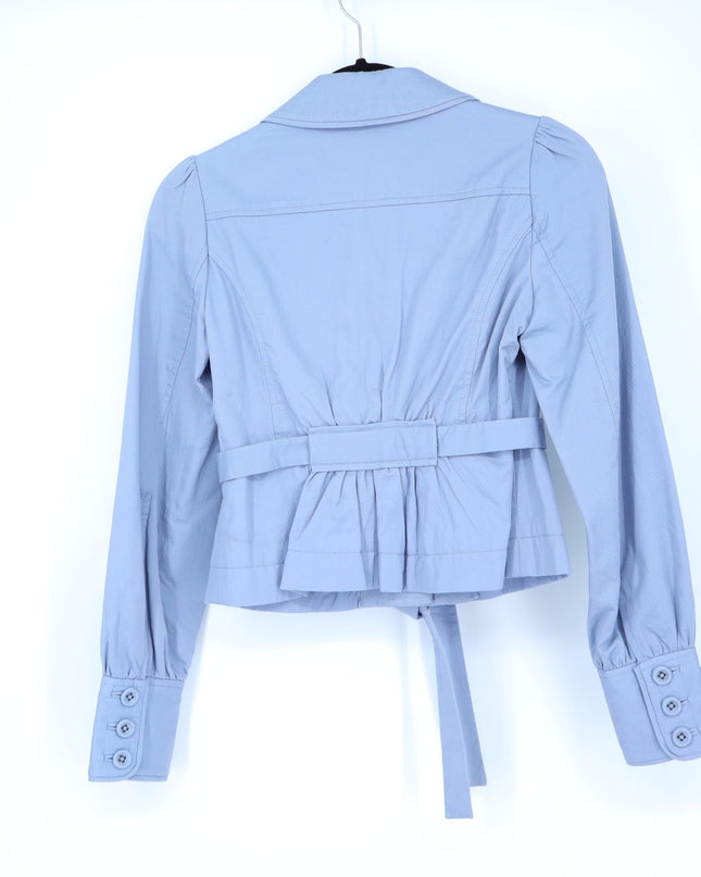 Taikonhu Belted Cotton Jacket Dusty Blue Y2K Waist Length Long Sleeve Women's 2