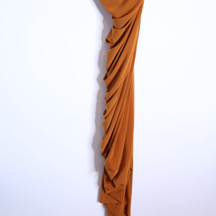 NORMA KAMALI Diana Ruched Gown Cinnamon Orange Midi Dress Women's L/40