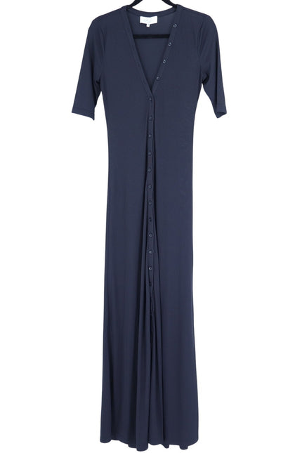 L'ACADEMIE The Esperanza Maxi Dress Black Ribbed Half Sleeve Women's S