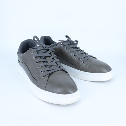 Vostey Casual Sneakers Gray Faux Leather Lace Up Low Top Men's 11