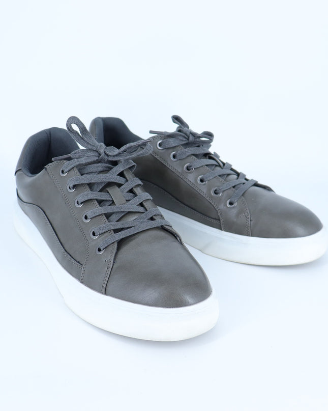 Vostey Casual Sneakers Gray Faux Leather Lace Up Low Top Men's 11