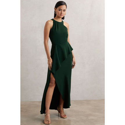 Reiss Gabriella Ruffled Maxi Dress Green Slash Detail Sleeveless Women's 4
