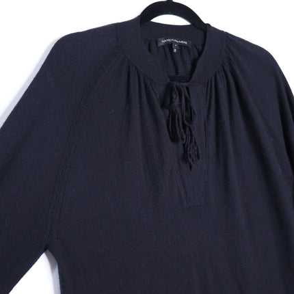 NAKED CASHMERE Long Sleeve Sweater Dress Black Shift Tassel Tie Women's M