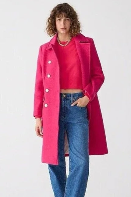 J. CREW NWT Warwick Italian Wool Blend Stadium Cloth Topcoat Pink Women's 00