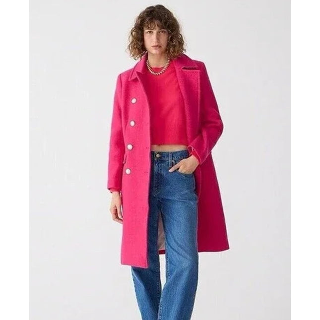 J. CREW Warwick Top Coat NWT Pink Italian Wool Blend Stadium Cloth Women's 00