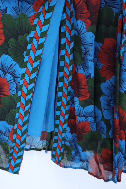 OLIPHANT Madrid Blue Wrap Dress NWT Floral Maxi Long Sleeve Women's M