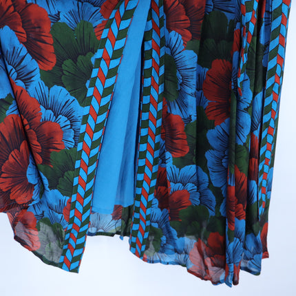 OLIPHANT Madrid Blue Wrap Dress NWT Floral Maxi Long Sleeve Women's M