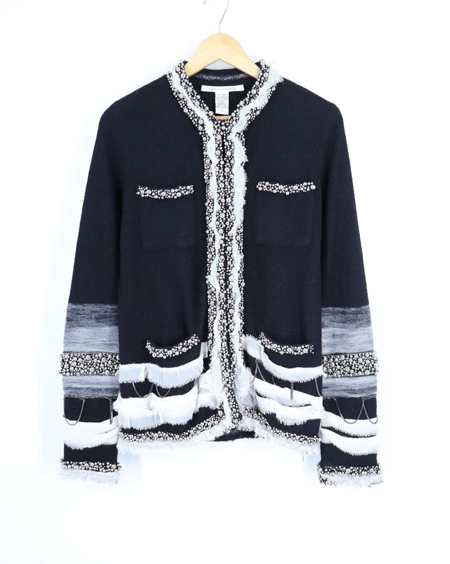 Diane Von Furstenberg Lexi Jacket Beaded Wool and Silk Quiet Luxury Women's S